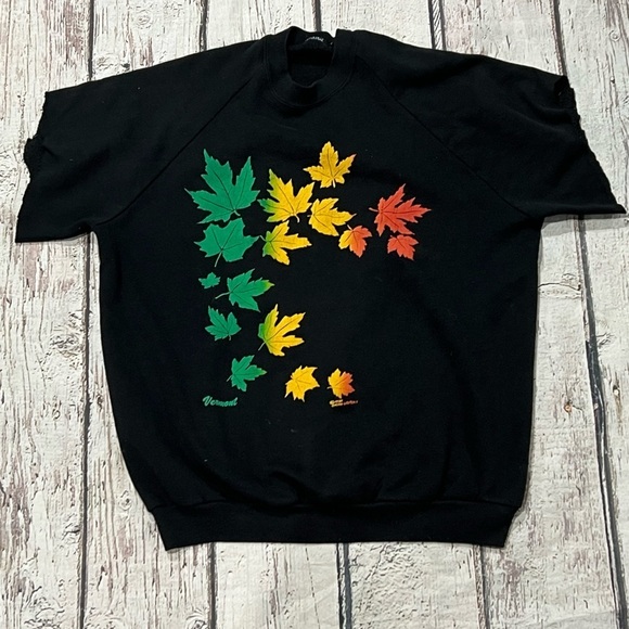 Vintage 1980s Vermont Tourism Travel Destination Travel Short Sleeve Sweatshirt - Picture 1 of 3